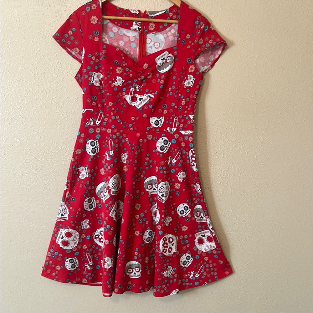 Red Skull Print Dress Oten Size-4XL